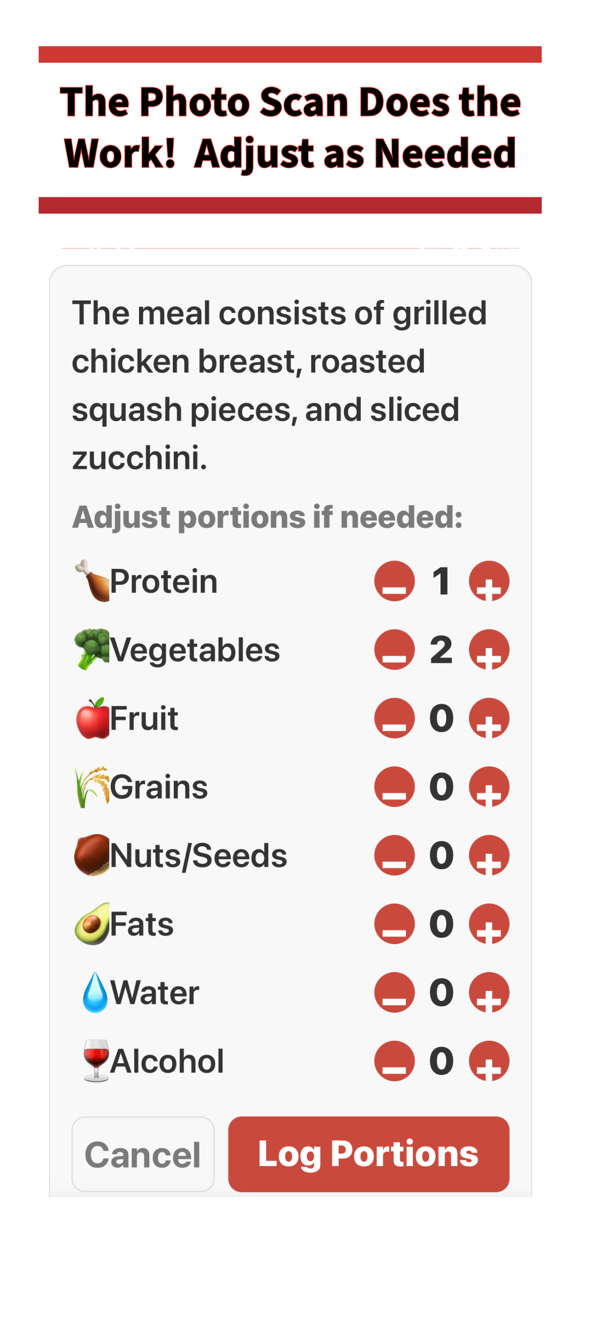 AI meal scan results on iPhone